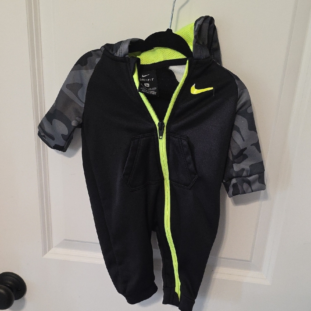 Nike Kids Black and Neon Green One Piece